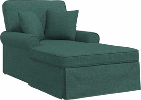 vidaXL Chaise Lounge cu fustă cu pernă 3 pcs Verde închis țesătură