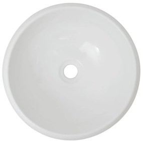 Chiuveta de baie cu robinet mixer, ceramica, rotund, alb 400 x 160 mm