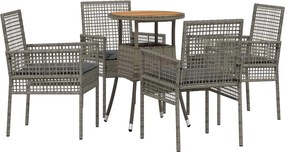 vidaXL Set de masă pentru grădină 5 pcs Gri poliratan