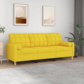 3200795 vidaXL Canapea cu 3 locuri cu pernuțe, galben deschis, 180 cm, textil