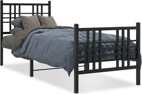 vidaXL Cadru pat metalic cu tăblii de cap/picioare, negru, 80x200 cm