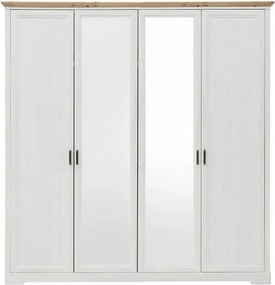 Dulap JASMIN, alb/stejar artisan, PAL, cu 4 usi, 214x64x220 cm