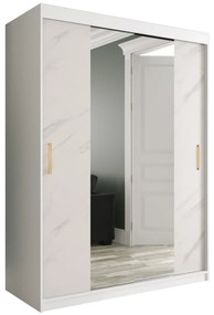 Dulap de haine 150 cm Marbelo T1 (mat alb + marmură albă). 1064568