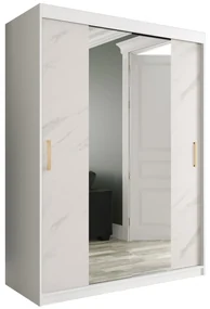 Dulap de haine 150 cm Marbelo T1 (mat alb + marmură albă). 1064568