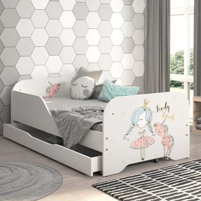 Pat pentru copii MIKI 160 x 80 cm cu motiv de prințesă și unicorn