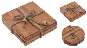 Set 4 suporti pentru pahare lemn acacia 10x10 cm - modele diverse