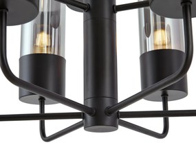 Candelabru modern negru cu sticlă fumurie cu 9 lumini - Laura