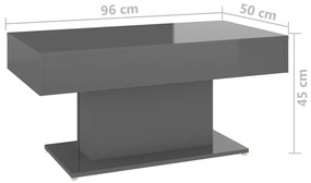 Masuta de cafea, gri extralucios, 96x50x45 cm, PAL 1, gri foarte lucios