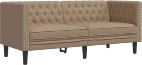 vidaXL Canapea Chesterfield cu 2 locuri, cappuccino, piele ecologică