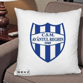 Perna Personalizata CSM Avantul Reghin 1949, 40x40 cm, Alb Pufos, Husa Detasabila, Perna Inclusa, BEKZ®