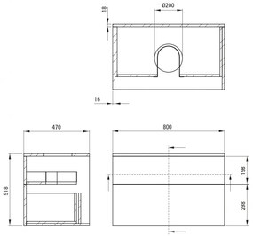 Dulap baie suspendat 80x52x47 cm pentru lavoar, alb lucios, MDF, Deante Prizma Alb lucios