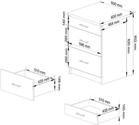 Dulap inferior de bucătărie Ozara S60 3SZ (alb + beton). 1071074