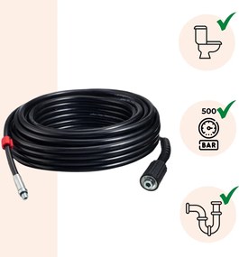Set de curățare țevi Premium, 15 m, negru Jurhan
