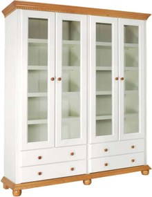 Bibliotecă lemn masiv natur Dublă Celia Alb/, 180 × 45 × 203 cm