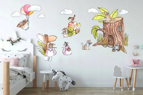 Autocolant de perete adorabil pentru copii - familia șoarecilor 60 x 120 cm 100 x 200 cm