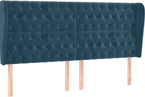 vidaXL Tăblie pat cu urechi albastru închis 183x23x118/128 cm catifea