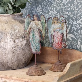 Set 2 decorațiuni vintage din metal, H30 cm, „Vintage Angels”