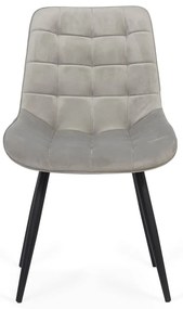 Scaun living gri deschis BUC 206 din catifea cu cadru metalic rezistent