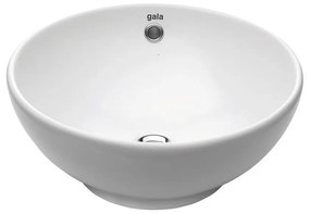 Lavoar pe blat alb lucios 41 cm, rotund, Gala Bowl Alb lucios