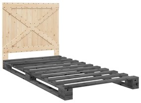 3281581 vidaXL Cadru de pat cu tăblie, gri, 100x200 cm, lemn masiv de pin
