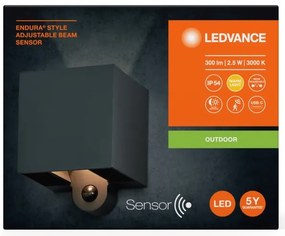 Aplică LED de exterior cu senzor Ledvance ENDURA STYLE LED/2,5W/5V IP54