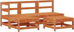 vidaXL Set de lounge pentru grădină 5 pcs Maro Ceară Lemn masiv de pin