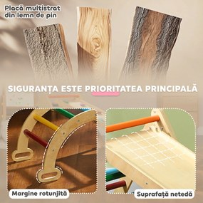 AIYAPLAY Set de Cățărat pentru Copii 5 în 1 cu Triunghi, Arcadă și Rampă, Perfect pentru Copii, 178x64,5x63 cm, Multicolor | Aosom Romania