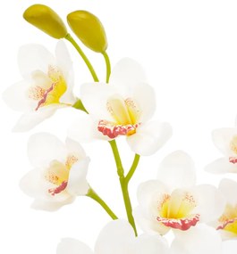 Planta artificiala orhidee cu ghiveci, alb, 90 cm 1, Alb, 90 cm