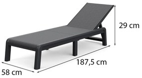 Șezlong Mallorca din plastic, grafit