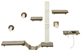 PawHut Set de trepte pentru pisici, perete de escaladare, 8 piese, până la 8 kg, rezistent, Maro/Crem | Aosom Romania