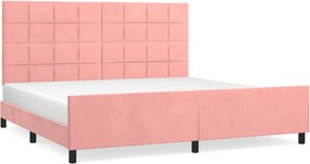 vidaXL Cadru de pat cu tăblie, roz, 200x200 cm, catifea