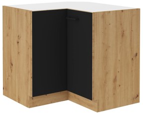 Dulap inferior de bucătărie de colț Miraluna (stejar artisan + negru mat). 1062371