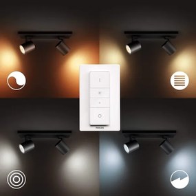 Spot LED dimabil Philips Hue RUNNER 2xGU10/4,2W/230V negru + telecomandă