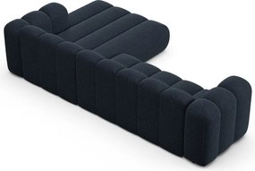 Colțar albastru închis cu tapițerie din chenille (cu colț pe partea dreaptă/cu șezlong) Lupine – Micadoni