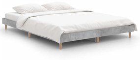 832081 vidaXL Cadru de pat, gri beton, 135x190 cm, lemn prelucrat