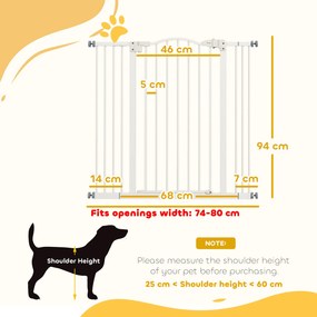 PawHut Poartă Extensibilă pentru Câini fără Șuruburi, Poartă de Siguranță Reglabilă, 94-100x94 cm, Alb | Aosom Romania