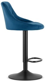Scaun de bar VELVET KAST albastru cu picior negru
