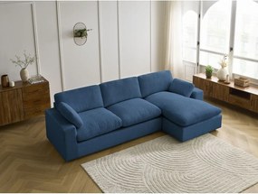 Colțar albastru cu tapițerie din catifea reiată Belair – Bobochic Paris