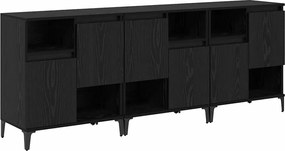 vidaXL Bufeturi 3 pcs Stejar Negru 60 x 35 x 70 cm Lemn compozit