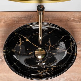 Rea Sofia Marble lavoar 41x34.5 cm ovale de blat negru-auriu REA-U5611