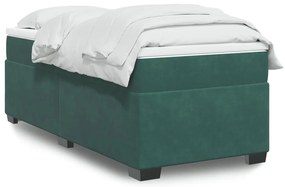 vidaXL Pat box spring cu saltea, verde închis, 90x190 cm, catifea
