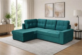 Coltar extensibil pentru living HERA, sezlong stanga, stofa maro desch