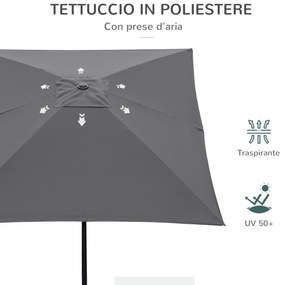 Umbrela de Gradina Dreptunghiulara Outsunny UV 50+, 200x300cm, Gri Inchis | Aosom RO