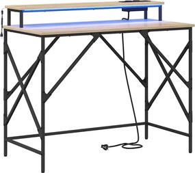 vidaXL Birou cu raft Stejar Sonoma 100 x 50 x 86,5 cm Lemn compozit