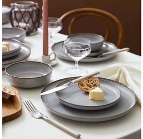 Set de veselă, 24 piese, gri, porțelan