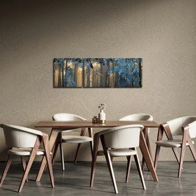 Tablou cu pădure înzăpezită (cu ceas) (90x30 cm)