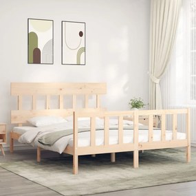 3193346 vidaXL Cadru de pat cu tăblie, 160x200 cm, lemn masiv