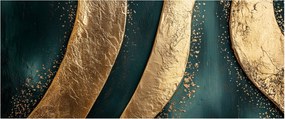 Tablou - Abstracție verde cu auriu I. (120x50 cm)