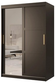 Dulap de haine Riven 2 120 (mat negru) (cu oglindă). 1064172