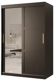Dulap de haine Riven 2 120 (mat negru) (cu oglindă). 1064172